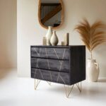 Handcrafted Mango Wood Chest Of Drawers In Rustic Black Finish - Image 6