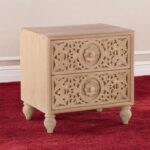 Wooden Hand Carved Bedside Table - Image 2