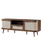 Antique Vintage Cane Handmade Wooden TV Stand - Image 2