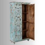 Jodhpuri Wooden Carved Storage Wardrobe Almirah - Image 3