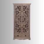 Jodhpuri Wooden Carved Wooden Wardrobe Almirah - Image 3