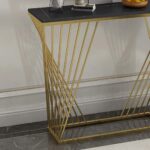 Wooden Artistic Metal & Black Marble Design Console Table - Image 4