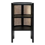Antique Wood & Cane Bedside Table - Black Finish - Image 2