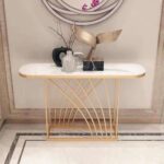 Wooden Artistic Metal & White Marble Design Console Table - Image 4