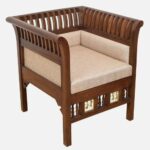 Mango Wood 1 Seater Sofa in Walnut Colour - Image 4