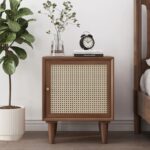 Handcrafted Cane Wooden Bedside Table - Image 3