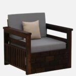 Mango Wood  1 Seater Sofa In Provincial Teak Finish - Image 5