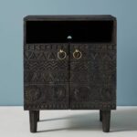 Wooden Carved Mango Wood Bed Side - Image 2