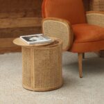 Wooden Modern Cane & Rattan Side Table