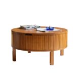 Wooden hape Solid Wood Center Table With Storage - Image 3