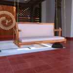 Vintage White Upholstered Simple Handmade Wooden Swing for Home [Jhula] - Image 2