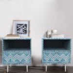 Handcrafted Blue Bedside Table 1 Drawer - Image 2