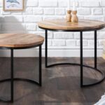 Handcrafted Wooden 2 Set Centre Table & Metal - Image 2