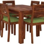 Wooden Set 4 Seater Sheesham Wood Dining Table - Image 2