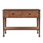 Handcrafted Wooden 2 Drawwer Natural Finish Console Table - Image 2
