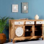 Hand Carved White Washed Mango Wood Sideboard - Image 2