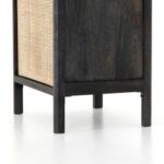 Wooden Curve Rattan Bedside Table - Image 3