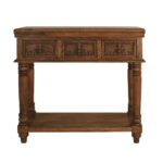 Hand Carved Design Console Table Natural Finish - Image 4