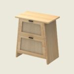 Handcrafted Cane Wooden Bedside Table - Image 2