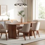 Wooden Solid Wood Dining Table Set Without Arms - Image 3