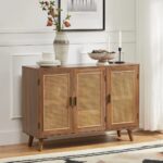 Handcrafted Cane Modern Door Sideboard Full Storage - Image 2