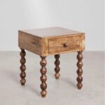 Handcrafted Wooden Bedside Table Natural Finish - Image 2