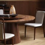 Solid Round walnut Dining Table dining table - Image 4