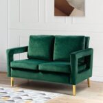 Wooden Artistic Velvet Square Arm Loveseat - Image 3