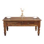 Two Drawer Coffee Table Teak Finish - Image 2