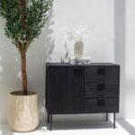 Indian Black 3 Drawers & 1 Door Sideboard