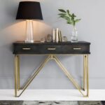 Industrial Three Drawer Wooden Desk Console
