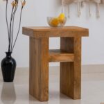 Wooden U Bedside Table Natural Mango Finish - Image 2
