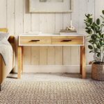 Handcrafted Wooden 2 Drawer Natural | Finish Console Table - Image 2