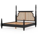 King Solid Wood Rattan Poster Bed - Image 5