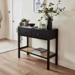 Black Two Drawer Wooden Console - Image 4