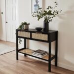 Black Two Drawer Wooden Console - Image 3