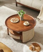 Wooden hape Solid Wood Center Table With 1 Drawer - Image 2