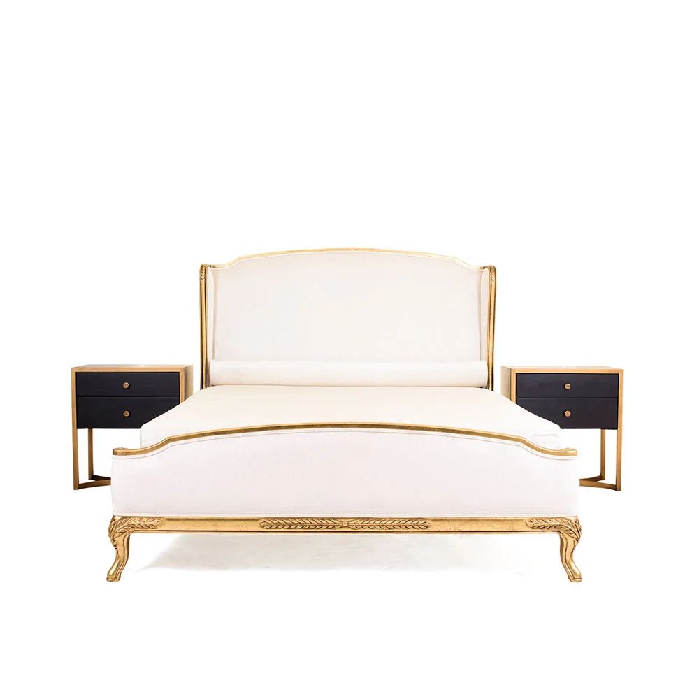 2-422.jpg Classic Golden Solid Wood Bed - Image 1