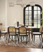 Wooden Artisitic Solid Wood 6 Seater Cane Dining Set - Image 2