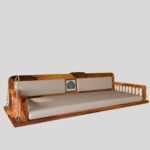 Charming Cream Upholstery Seating Wooden Handmade Swing for Home [Jhula] - Image 3