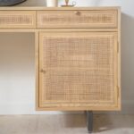Wooden Artistic Teak Wood & Rattan, Iron Study Table - Image 3