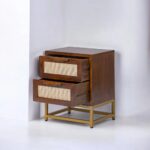 Wooden Cane 2 Drawer Bedside Table - Image 5