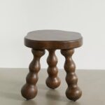 Handcrafted Modern Round End Table Antique Leg - Image 2