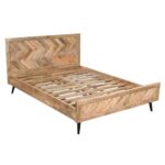 Handcrafted Wooden Modern Line Shape Bed Furniture - Image 2