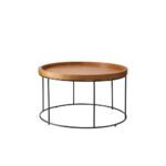 Wooden Antique Round & Iron Coffee Table - Image 2