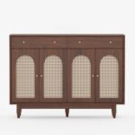 Wooden 2-Door Storage Sideboard with Cane 2 Drawer - Image 2