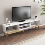 Wooden Modern Fluted TV Stand with Sliding Doors - Image 6