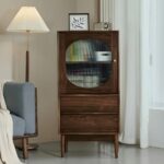 Wooden 1Door & 2 Drawer Storage Cabinet with Curved Furniture - Image 2