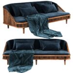 Wooden Artistic Velvet Calm Sofa - Image 5