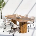 Emory Round Legs Long Wood Dining Table